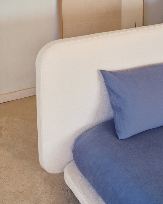 Housse pour lit Odum en tissu micro bouclette beige pour matelas de 90 x 200 cm