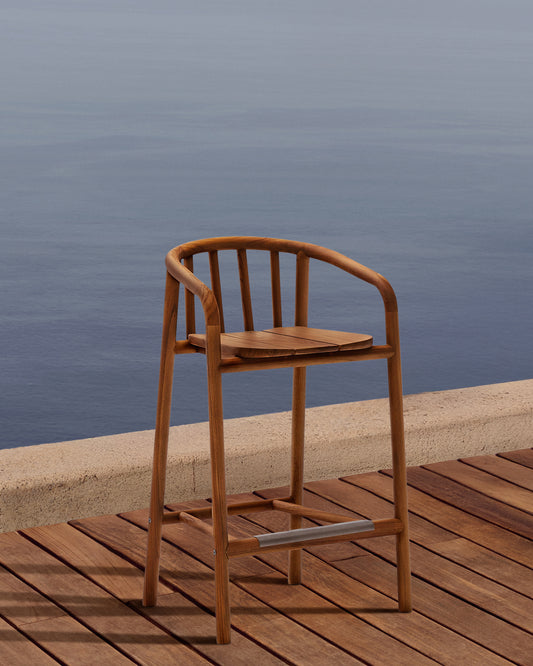 Tabouret d’extérieur Turqueta en bois de teck FSC 100% hauteur 65 cm