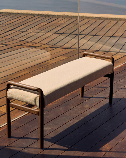 Banc Macaret déhoussable en bois de chêne finition noyer 120 cm FSC Mix Credit