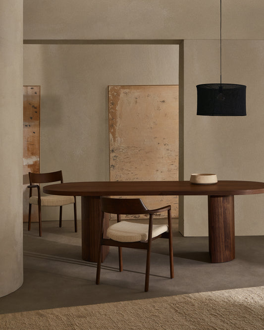 Table Nealy en placage de noyer, finition foncée 200 x 100 cm