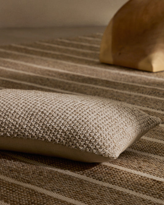 Housse de coussin Sunira en coton et jute naturel 30 x 50 cm
