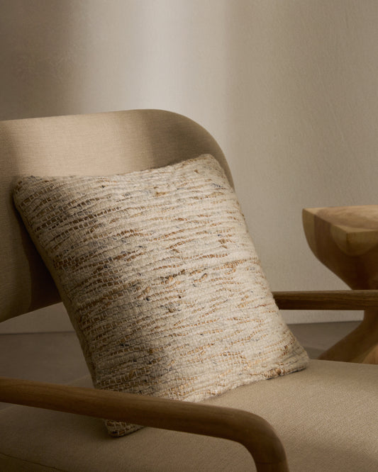 Housse de coussin Selise en jute naturel 45 x 45 cm