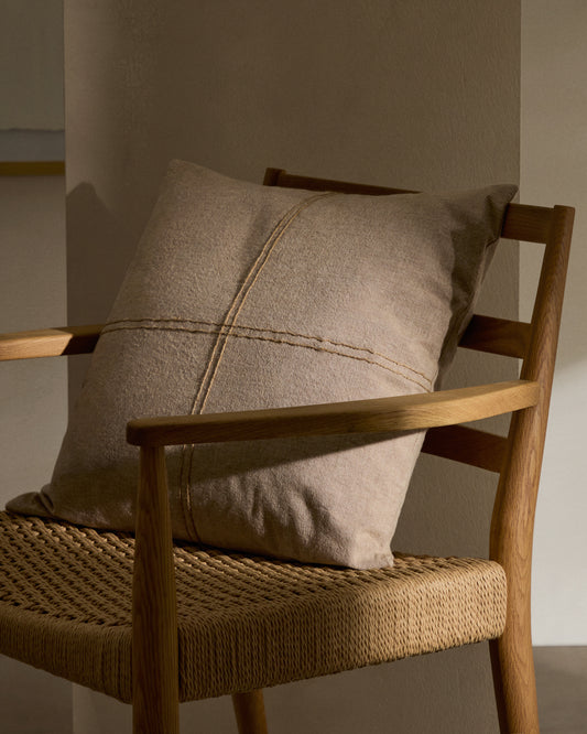 Housse de coussin Sulken en coton beige avec broderie beige 45 x 45 cm