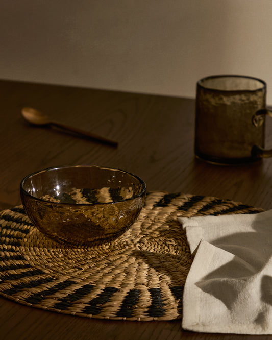 Ensemble Arta de 2 sets de table en fibres naturelles, finition naturelle et noire Ø35 cm