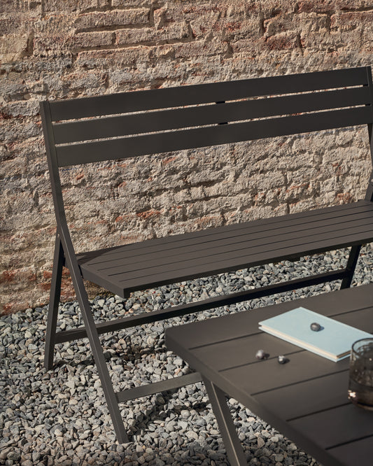 Banc d'extérieur pliable Torreta en aluminium avec finition gris foncé