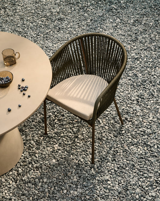 Chaise Yanet en corde verte et pieds en acier galvanisé