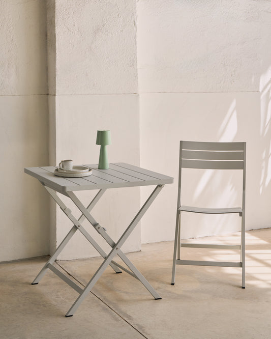 Folding outdoor chair Torreta made of aluminum with light grey finish