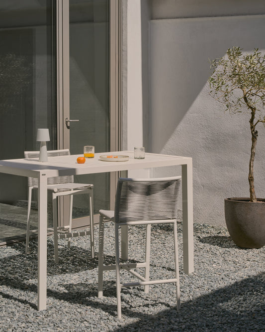 Table haute de jardin Culip en aluminium finition blanche 150 x 77 cm