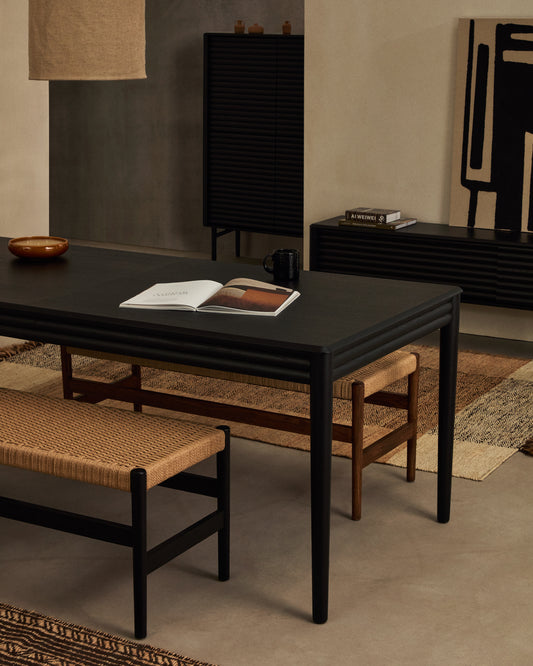 Table extensible Lenon en placage et bois de chêne noir 200(280)x90 cm, FSC Mix Credit
