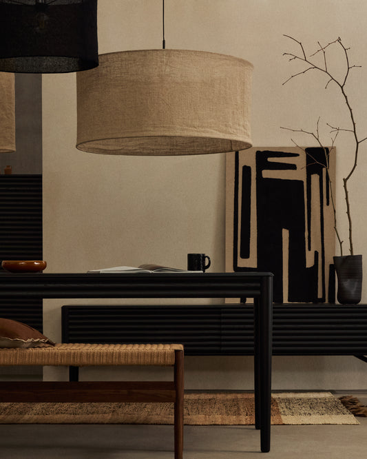 Abat-jour Mariela pour plafonnier en lin, finition beige Ø 80 x 40 cm