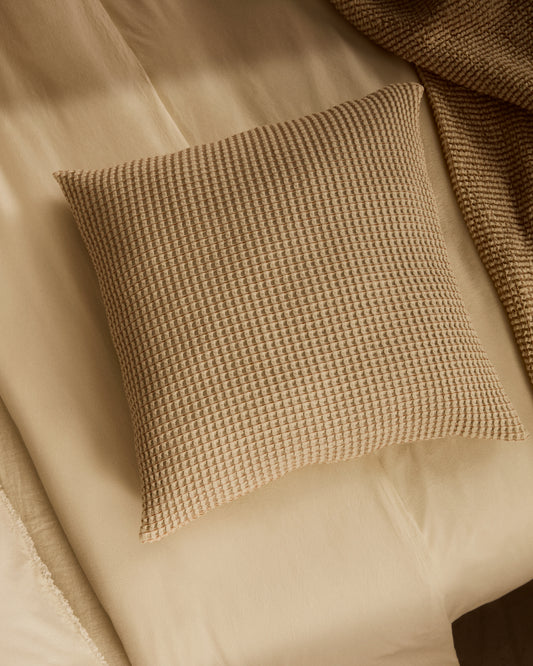 Ensemble Senara de 2 housses de coussin en coton, structurées, finition beige, 50 x 50 cm