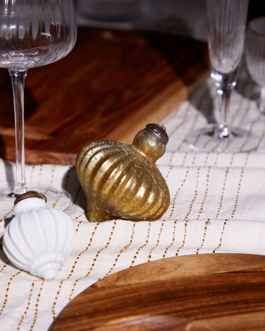 Set de 2 pièces de décoration à suspendre Raj en verre recyclé doré 10 cm