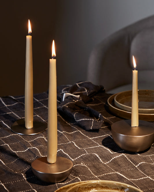 Quira large candle holder in silver-plated stainless steel 
