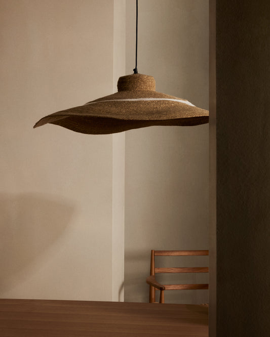 Lampe de plafond Albenya en fibres naturelles et coton, finition naturelle et blanche Ø 90 cm