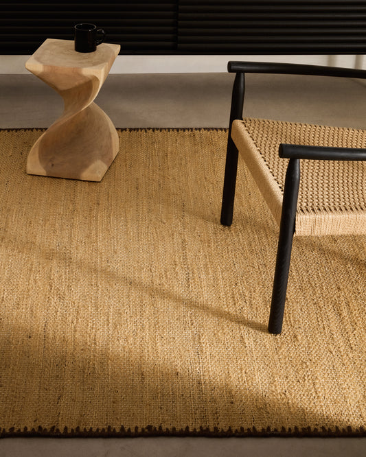 Tapis Sorina en jute naturel avec bordure marron 200 x 300 cm