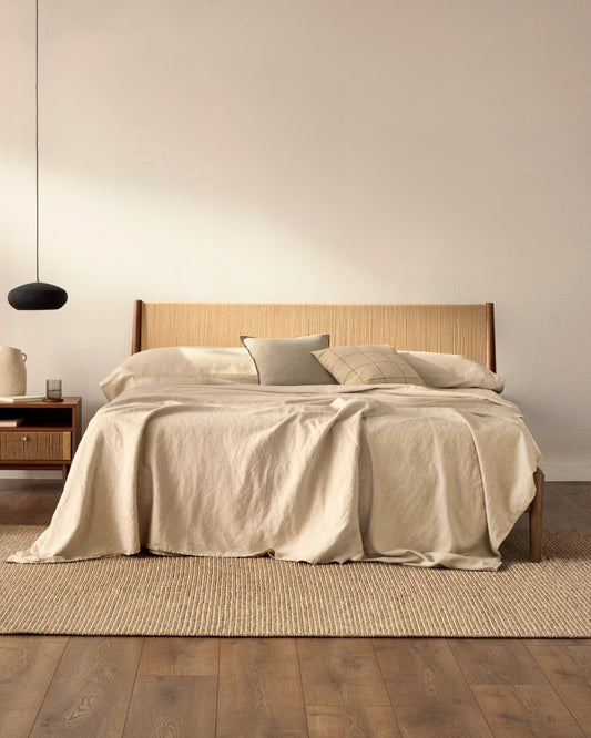 Lit Elan en placage et bois de noyer avec corde matelas 180 x 200 cm FSC 100 %