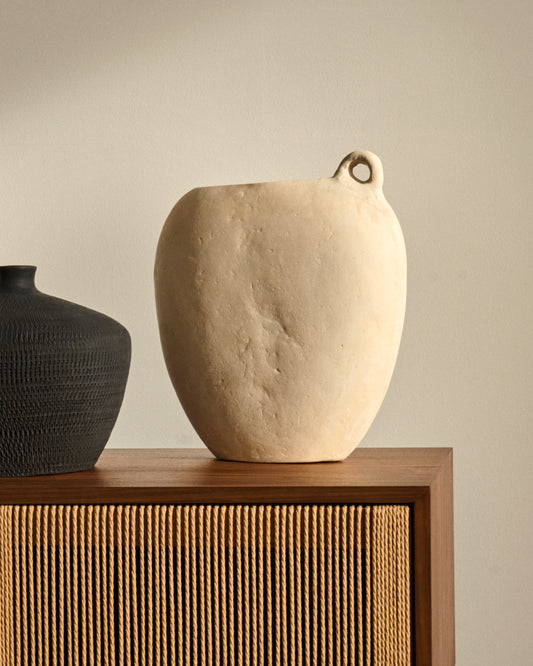 Vase Neti en papier mâché blanc 37 cm