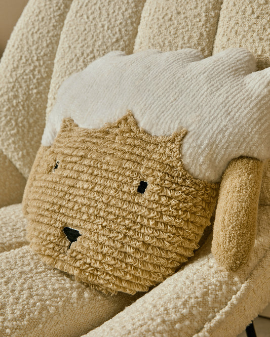 Coussin en forme de mouton Milu en coton beige 40 cm
