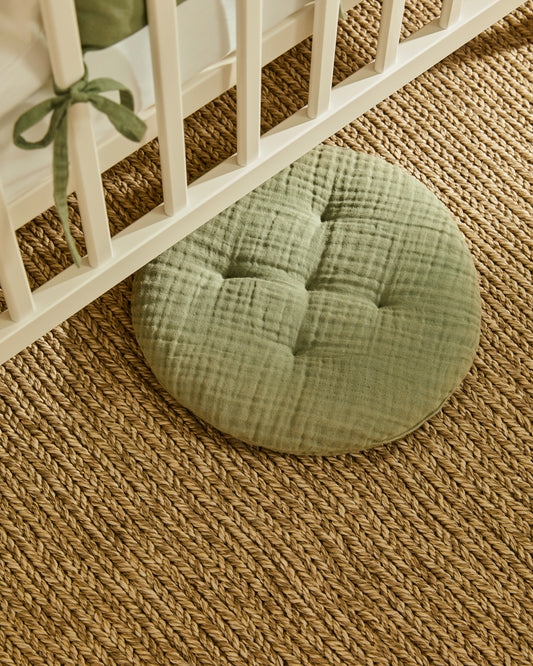 Coussin Laily 100 % coton bio vert Ø30 cm