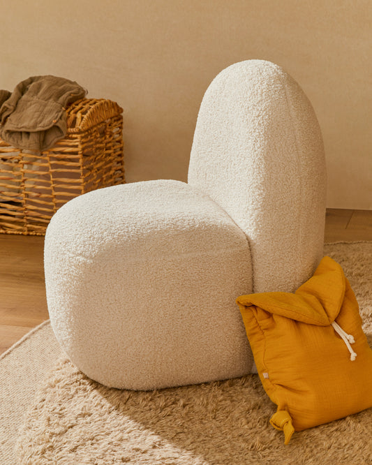 Fauteuil pour enfant Bucky en tissu bouclette blanc FSC 100%