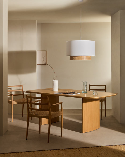 Abat-jour Erna pour plafonnier en bambou, finition naturelle et blanche Ø 60 cm