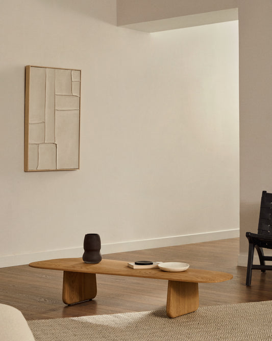 Table basse Pirita en bois de chêne finition naturelle 146 x 56,5 cm FSC 100 %