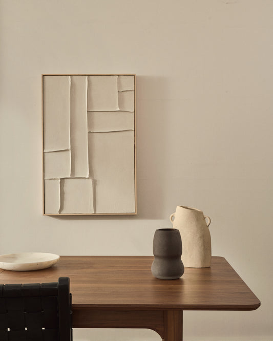 Tableau Klis en lin aux formes géométriques blanc 60 x 90 cm