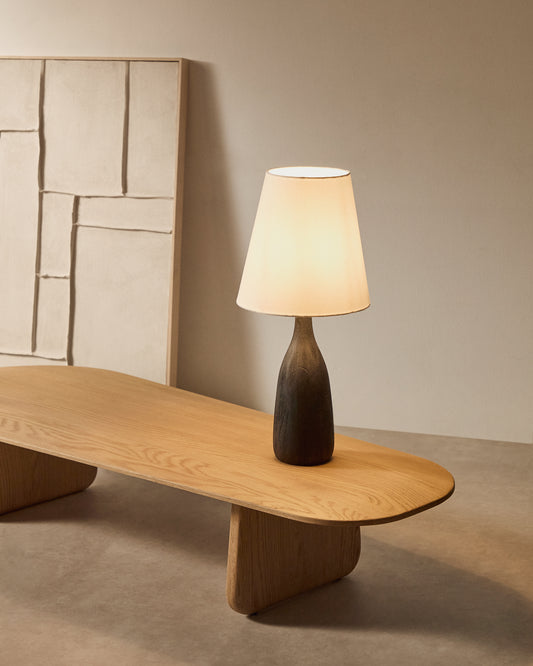Lampe de table Luvia en bois peint noir