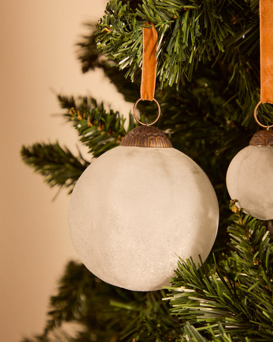 Set de 2 boules de Noël Talve en verre recyclé blanc Ø 10 cm