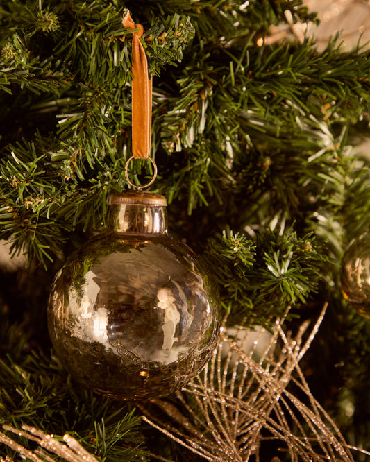 Set de 2 boules de Noël Piril en verre recyclé marron Ø 10 cm