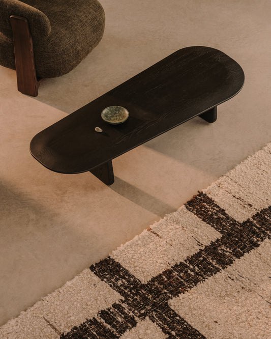 Table basse Pirita en bois de chêne finition noire 147 x 65 cm FSC 100 %