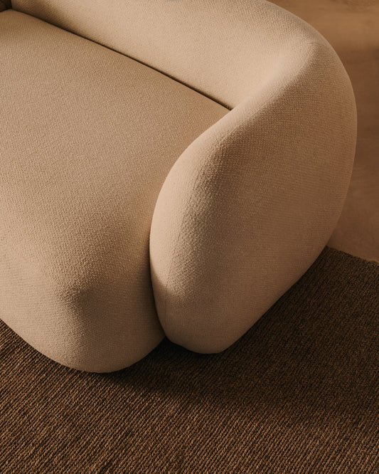 Canapé modulable Martina 2 places en chenille avec méridienne gauche couleur écrue 230 cm