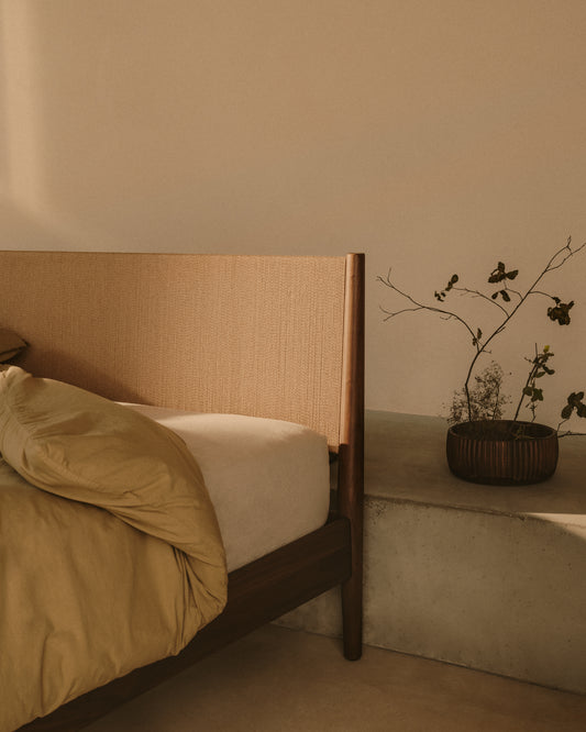 Ensemble Sifinia housse de couette taies d’oreiller percale de coton franges vert lit 90 cm