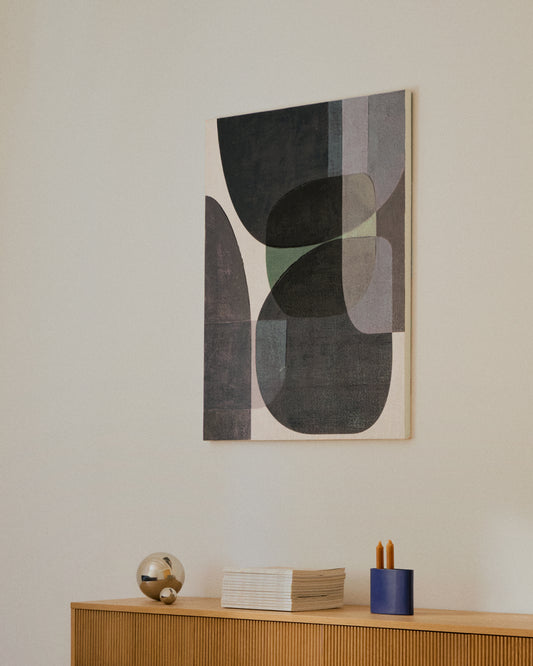 Toile abstraite Nemsa bleue et verte 100 x 80 cm