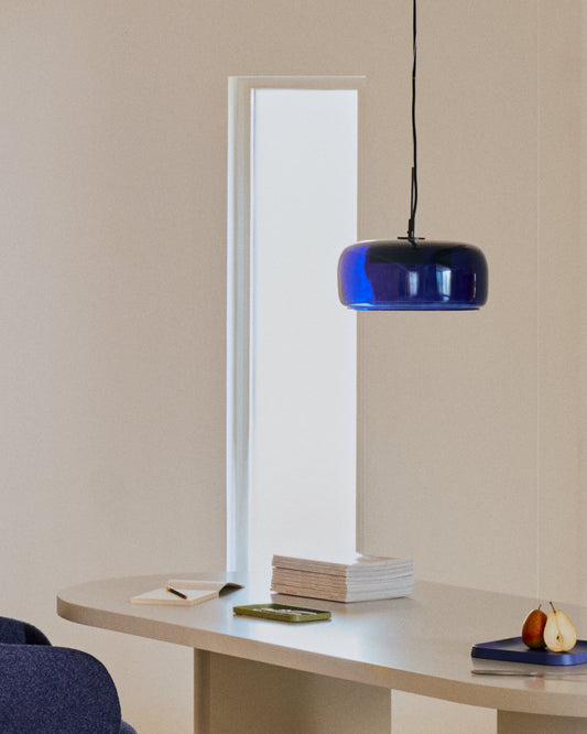 Plafonnier Reig en verre bleu Ø 38 cm