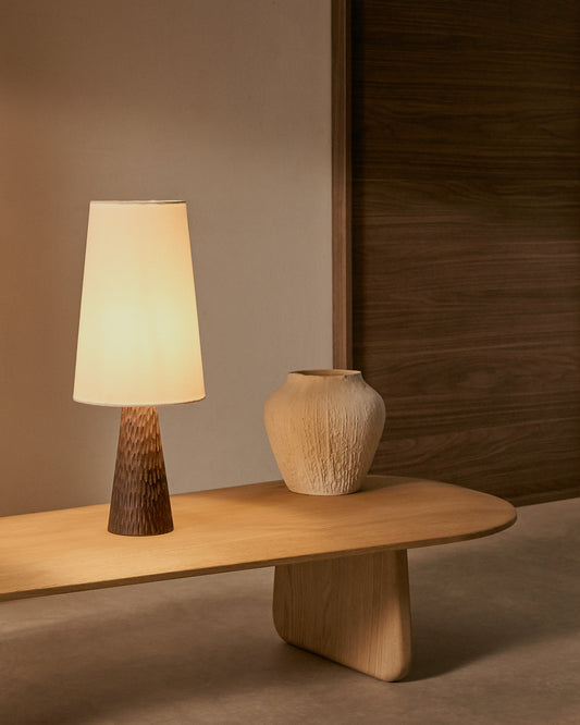 Lampe de table Amire en bois finition foncée