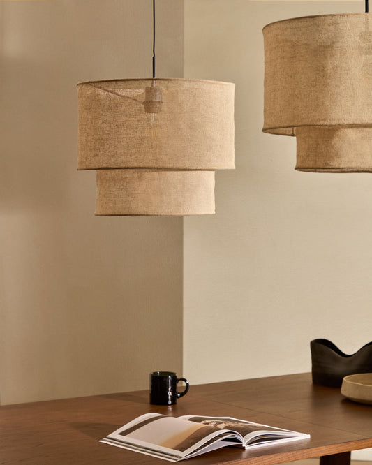 Abat-jour Mariela pour plafonnier en lin, finition beige Ø 40 x 34 cm