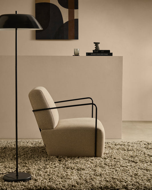 Fauteuil Gamer beige et métal avec finition noir mat