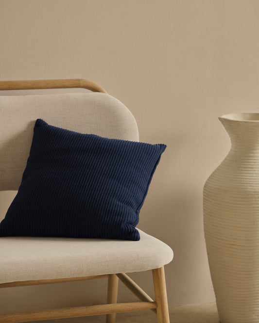 Housse de coussin Minec 100 % coton bleu 45 x 45 cm