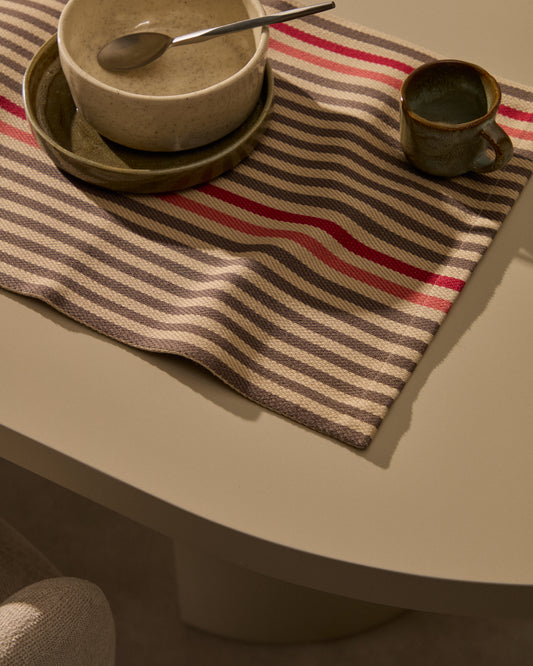 Ensemble Odisa de 2 sets de table individuels en coton à rayures multicolores