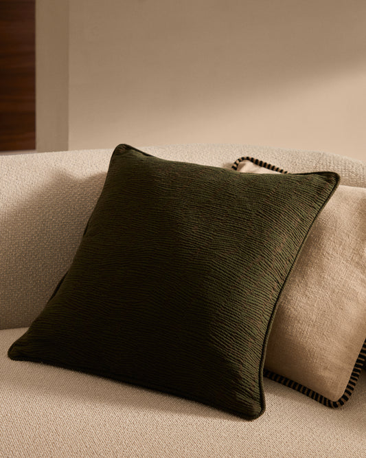 Housse de coussin Labid jacquard 100 % coton vert 45 x 45 cm