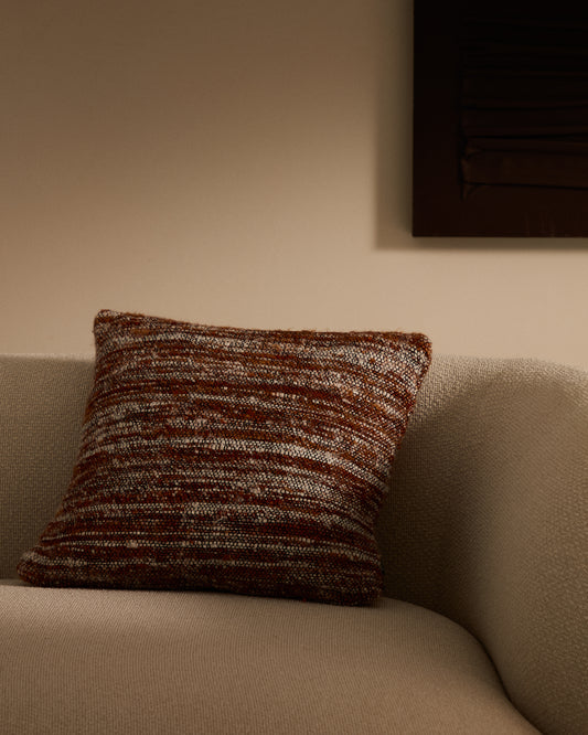 Housse de coussin Yadit en viscose et coton terracotta 45 x 45 cm