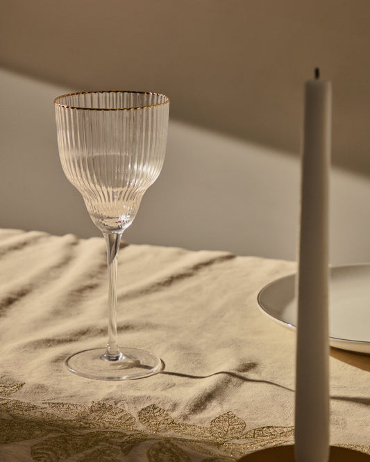 Verre à vin Ayan en verre transparent et détail doré 33 cl