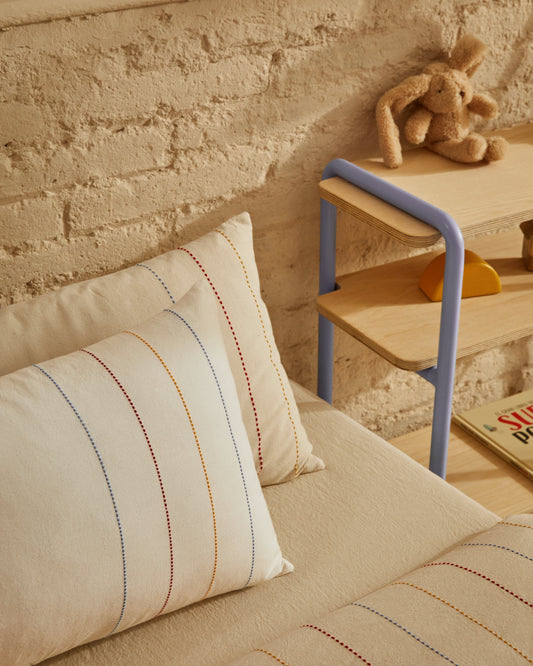 Ensemble Indani housse de couette, taie d’oreiller, drap housse coton bio à rayures lit 70 cm