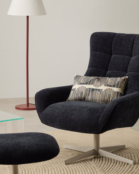 Housse de coussin Log avec broderie graphique multicolore 30 x 50 cm