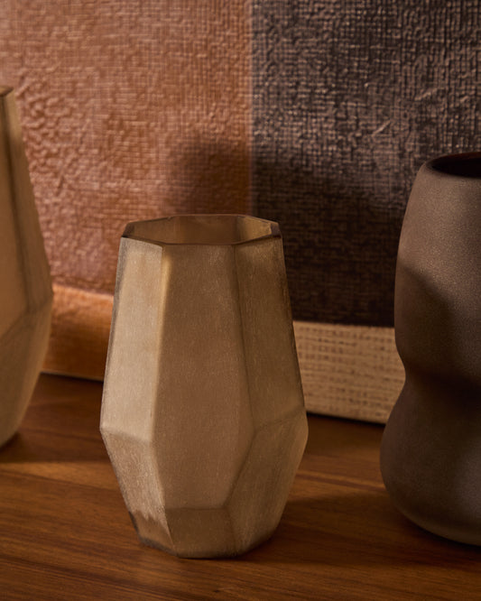 Vase Arai en verre recyclé gris 16,5 cm