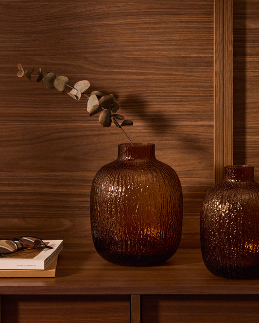 Vase Shali en verre marron 23,5 cm