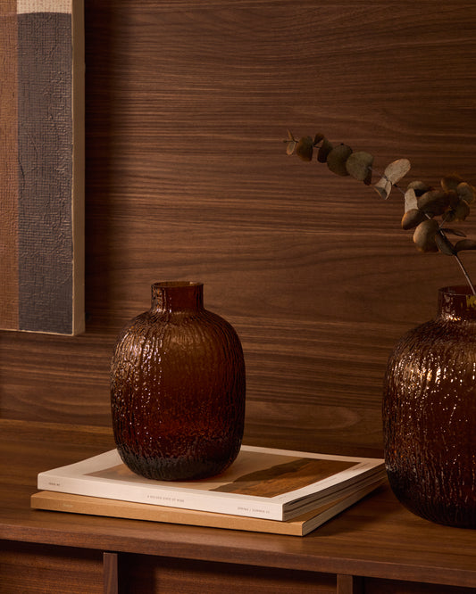 Vase Shali en verre marron 20,5 cm