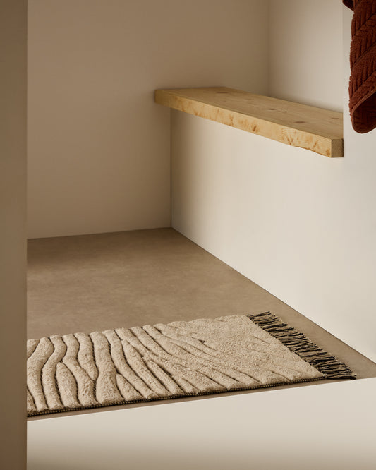 Tapis de salle de bain Crilda en coton blanc 50 x 70 cm