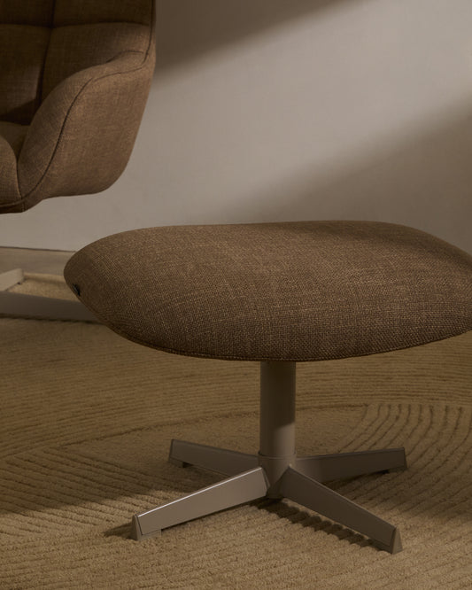 Repose-pieds pivotant Jaspe marron clair et métal avec finition grise FSC™ 100%.